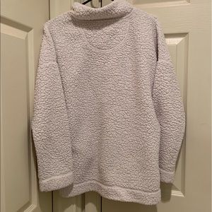 Size small, white fleece button up jacket.